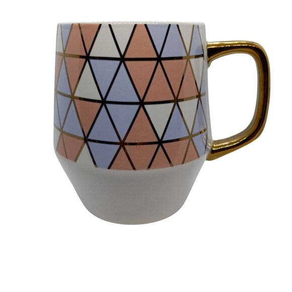 Edible Arrangements Geometric Triangles Ceramic Mug Gold Handle - Picture 2 of 5